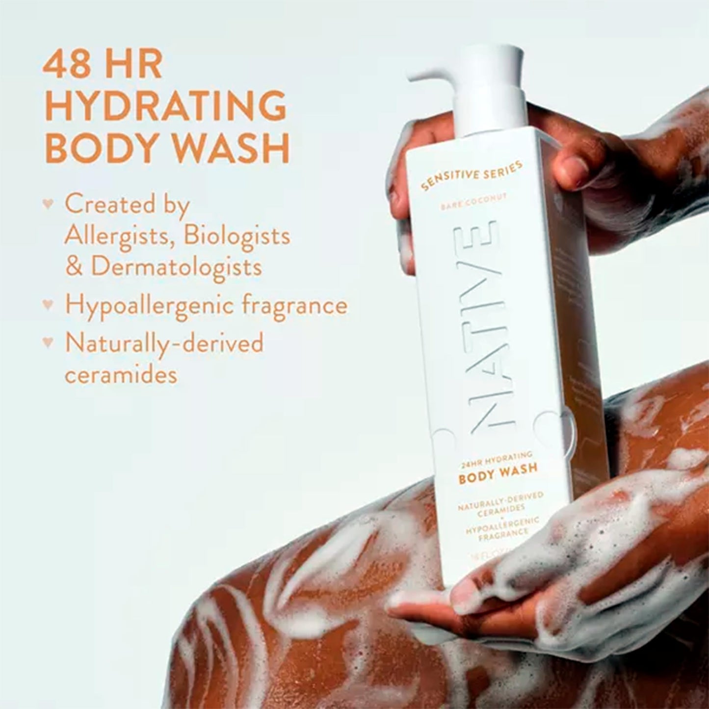 Native Sensitive Series 24 Hour Hydrating Mini Body Wash - Travel Size - Bare Coconut - 3 fl oz - Pack Of 01 Beauty & Personal Care Native