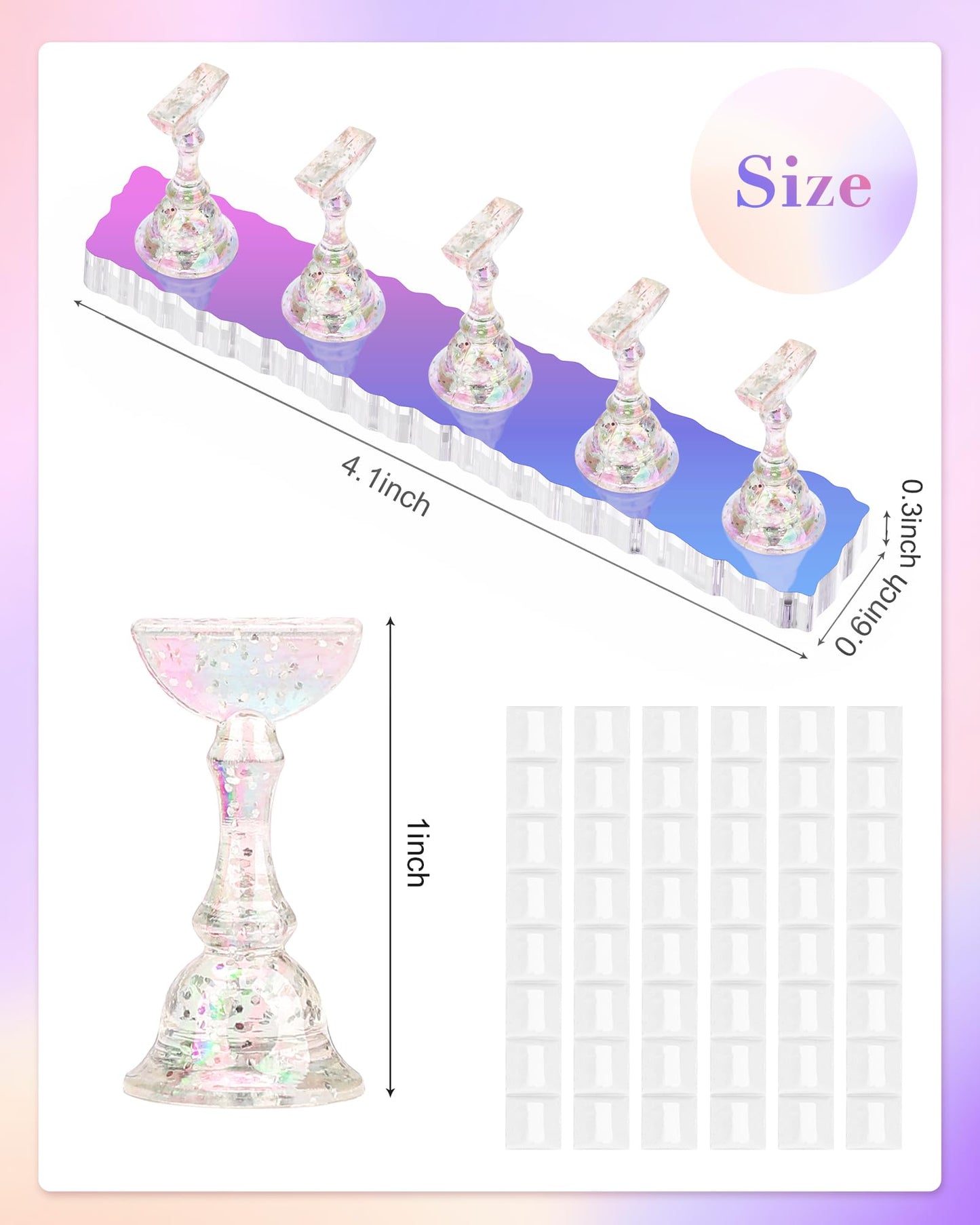 Difenni Nail Stand Acrylic Nail Art Display Stand Magnetic Nail Tips Practice Holder 54 Pcs Reusable Adhesive Putty for DIY Painting Nails Stand kit Beauty and Personal Care Difenni