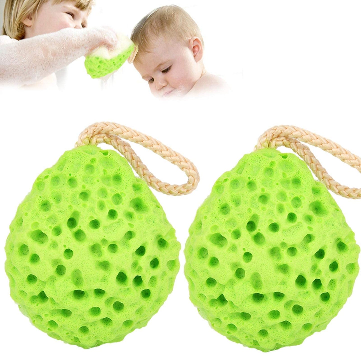 2-Piece Ultra Soft Premium Baby Bath Sponges, Sea Foam Scrubber for Newborn, Infant, Toddler, Green Beauty and Personal Care SALUTUYA