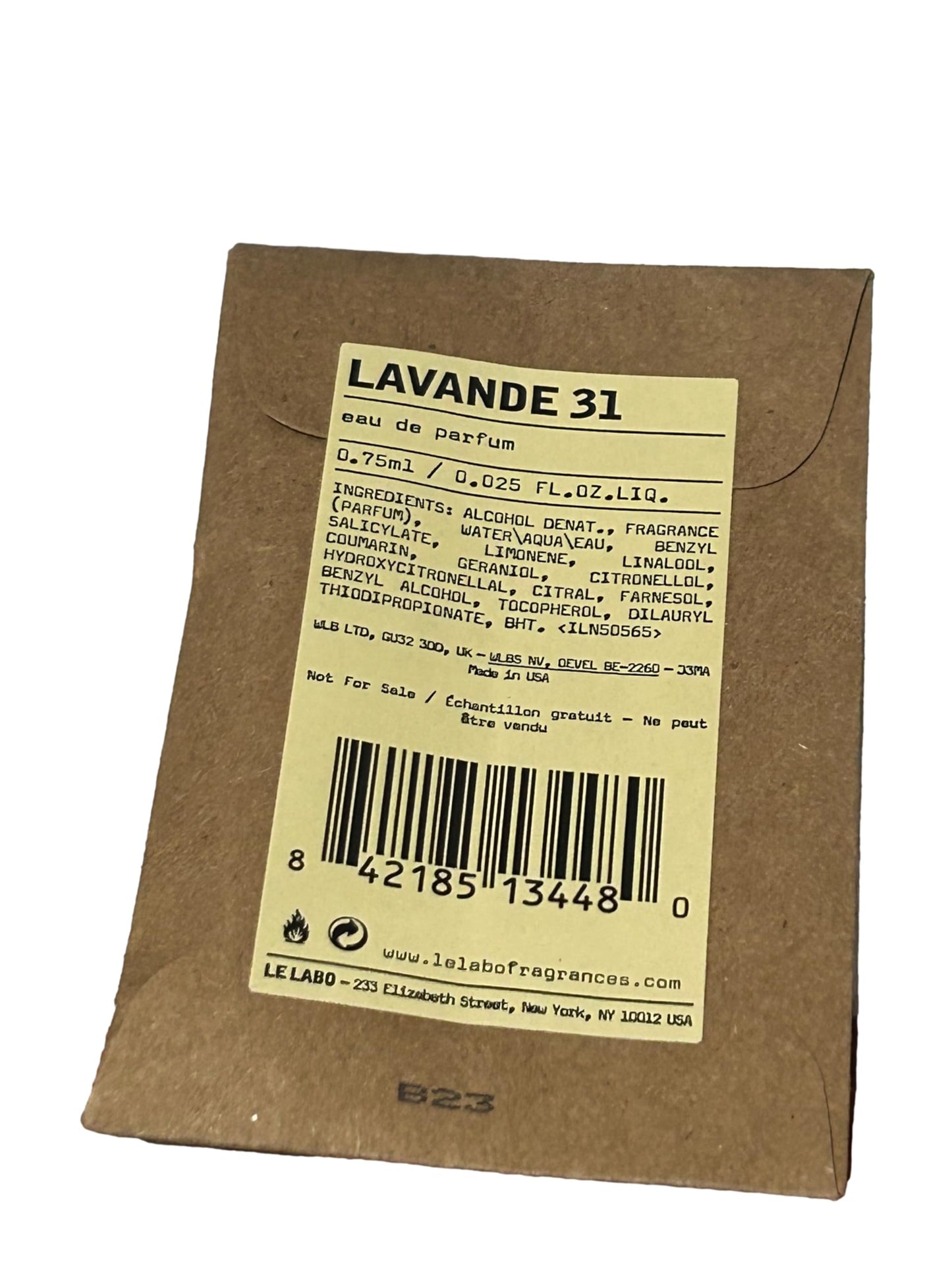 Le Labo LAVANDE 31 UNISEX Perfume EDP Vial 0.75 ml / 0.025 oz - (ONE SAMPLE VIAL PER ORDER) 4480 Beauty & Personal Care Le Labo