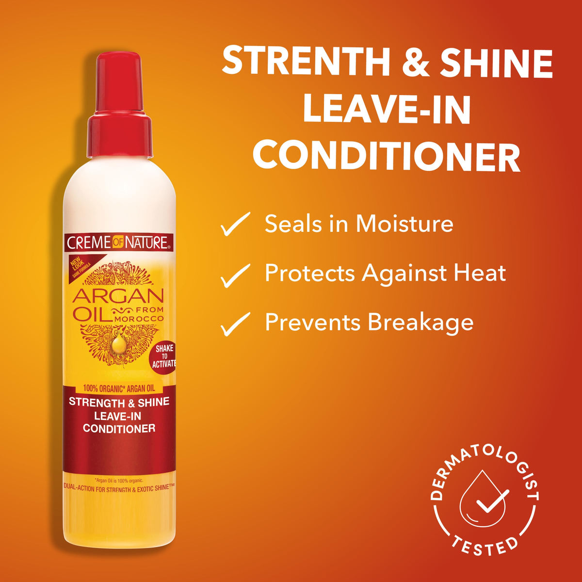 Creme of Nature Strength & Shine Leave-In Conditioner, Dual-Action Moisture & Protection with 100% Organic Argan Oil, Curly Hair Care Gift, 8.45 fl oz Beauty & Personal Care Creme of Nature