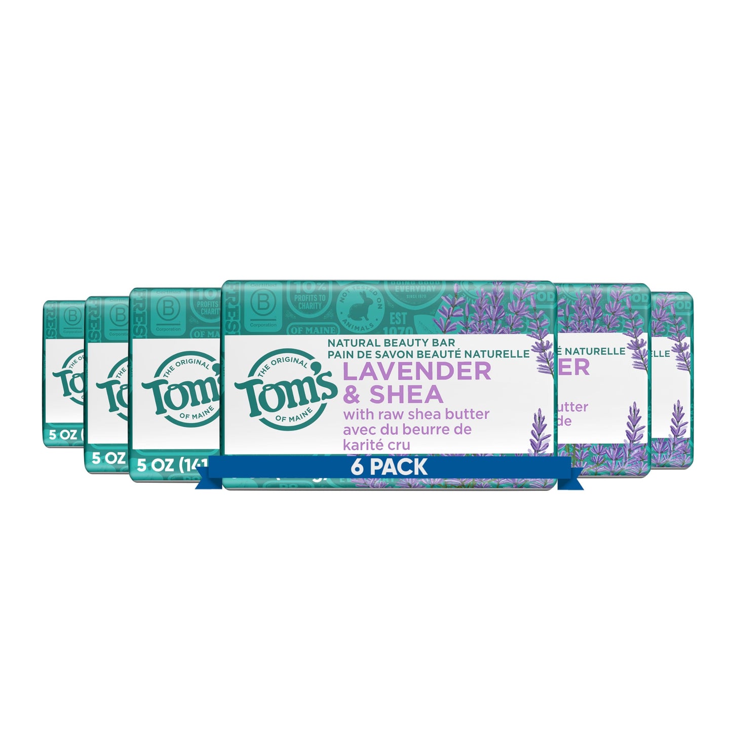 Tom's of Maine Natural Beauty Bar Soap, Lavender & Shea With Raw Shea Butter, 5 oz. 6-Pack (Packaging May Vary) Beauty & Personal Care Tom's of Maine