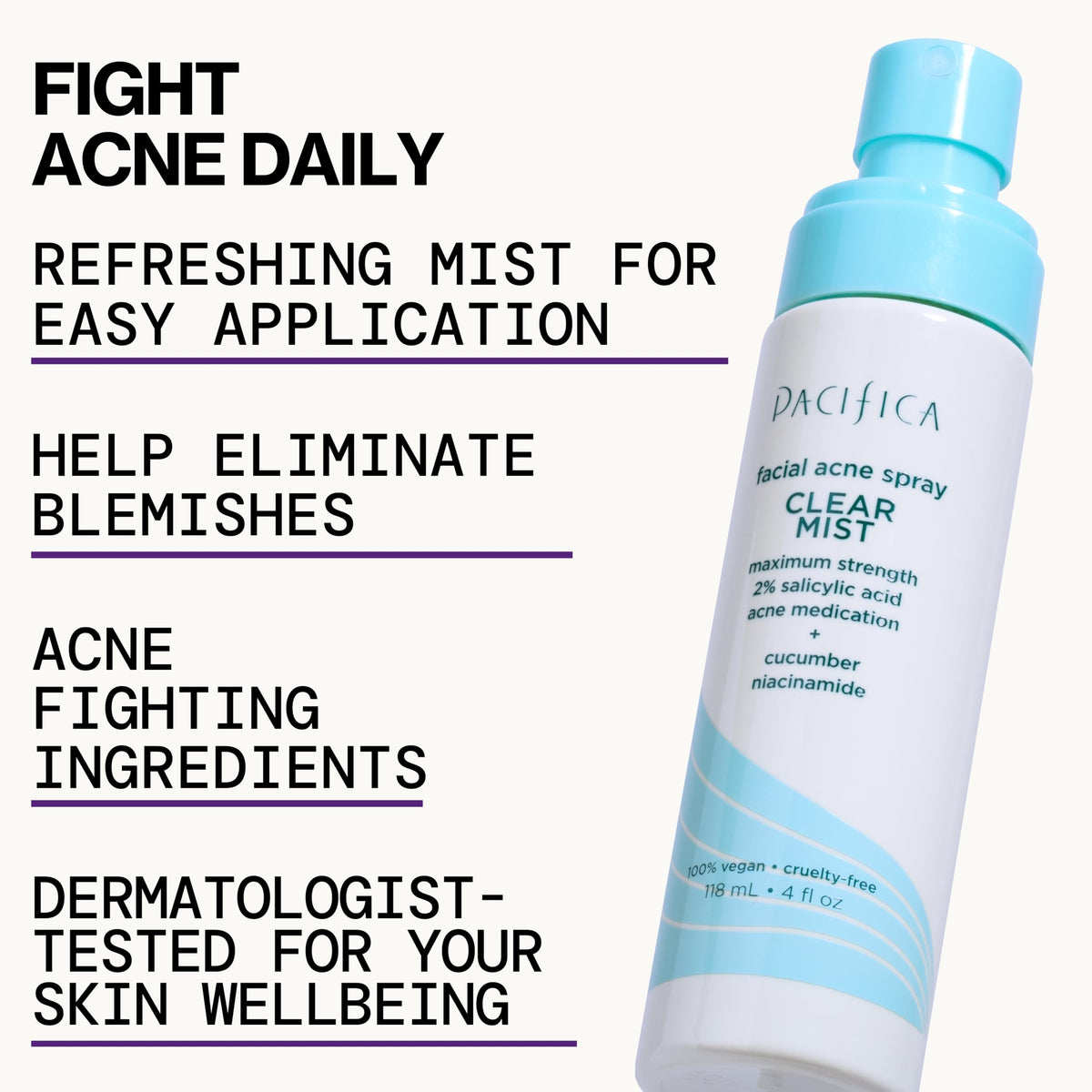 Pacifica Facial Spray for Acne Treatment - Clear Face Mist Acne Spray w/ 2% Salicylic Acid Niacinamide & Aloe - Acne Cleanser - Targets Bacteria Beauty & Personal Care Pacifica