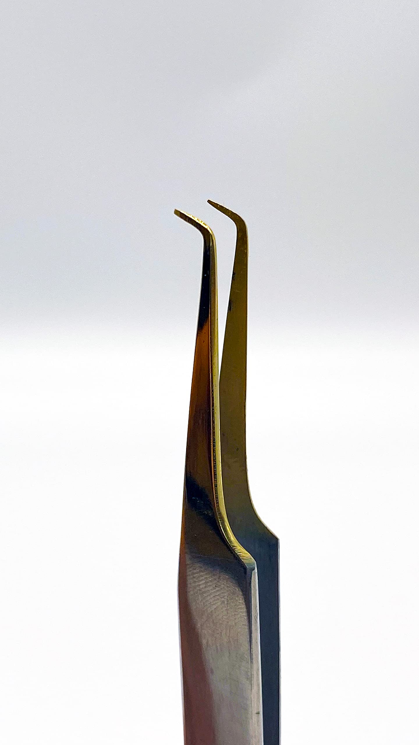 Alluring Chrome with Gold Tip Tweezers for Eyelash Extension - 90 Deg Short tips Beauty and Personal Care Alluring