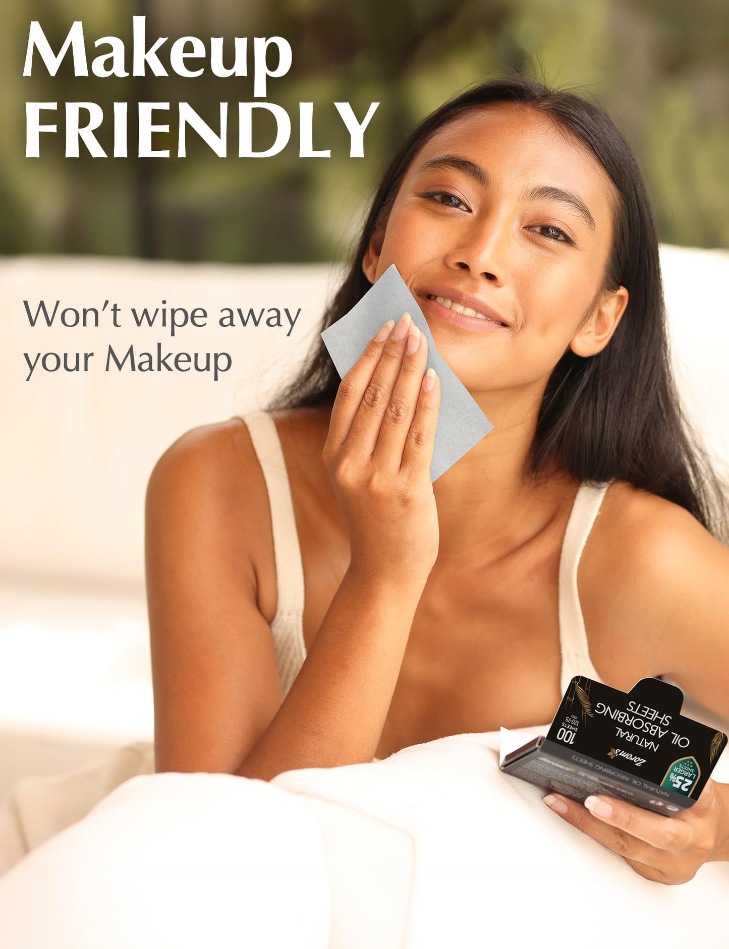 Natural Oil Blotting Sheets for Face with Bamboo Charcoal - 25% Larger - 6pk/600 Makeup Friendly Oil Absorbing Sheets for Face - Easy Dispensing Beauty and Personal Care ZOROM'S