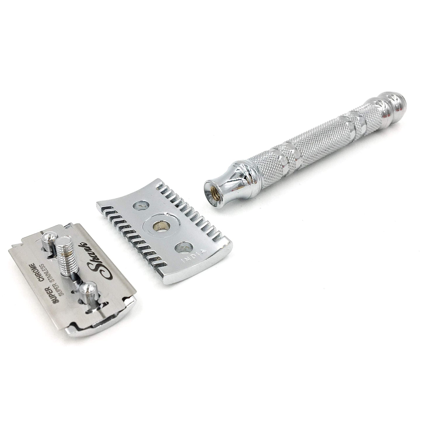 Parker Open Comb Double Edge Safety Razor - Heavyweight Chrome Handle for Closer Shaves - Includes 5 Razor Blades - Ideal for Men with Thick or Coarse Beauty and Personal Care Parker Safety Razor