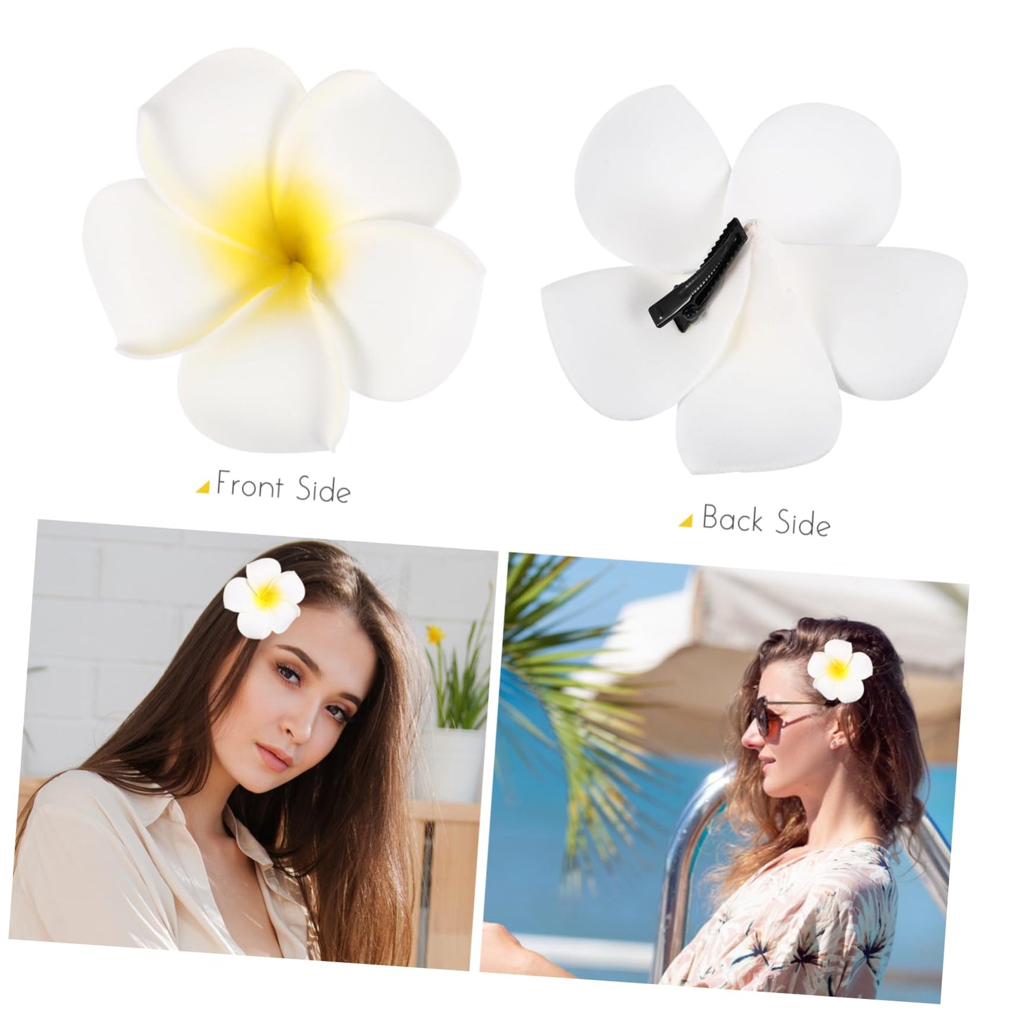 Amosfun 12Pcs Hawaii Plumeria Flower Clips Artificial Tropical Flower Hairpin Barrette Hair Accessories for Bridal Wedding Luau Beach Tropical Beauty & Personal Care Amosfun