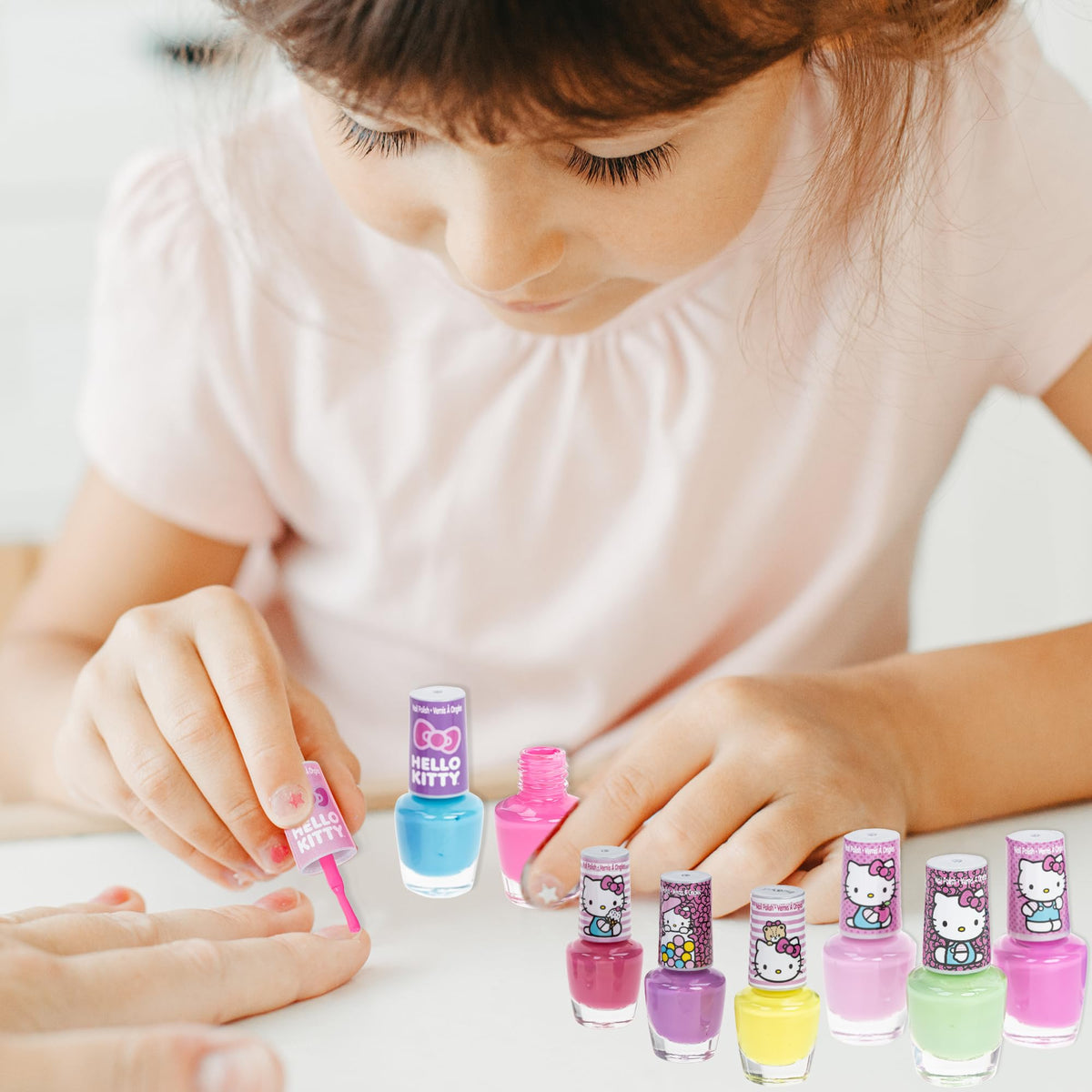 Townley Girl Hello Kitty 8 Pack Nail Polish,Water-Based, Non-Toxic, Peel-Off Set Girls Kids Ages 3+, Perfect for Parties, Sleepovers & Makeovers