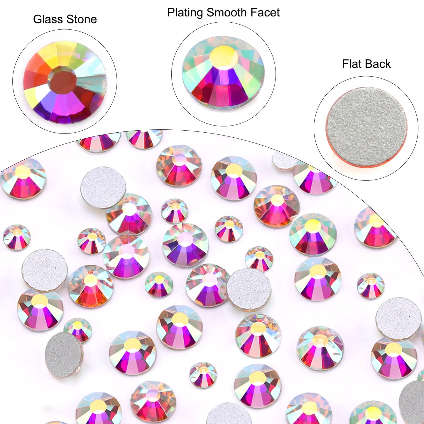4968Pcs Colorful Flatback Rhinestones for Bedazzling, 1.5-4mm White AB Small Rhinestones Kit, Flat Back Glass Crystals Gems Diamonds for Crafts Beauty & Personal Care MYYKO