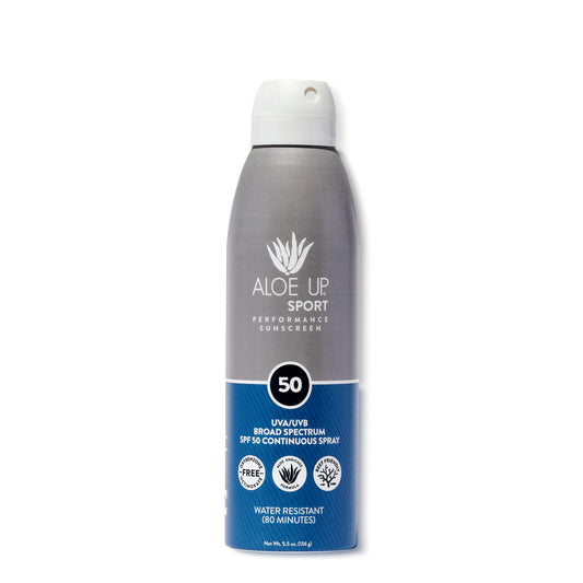 ALOE UP Sport Continuous Spray Sunscreen SPF 50 - Broad Spectrum UVA/UVB Sunscreen Protector for Face and Body - With Aloe Vera Gel - Fast Absorbing Beauty & Personal Care ALOE UP