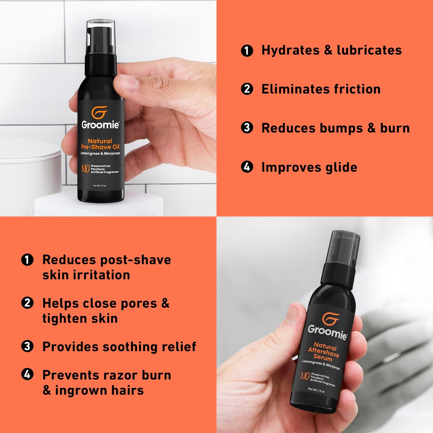 GROOMIE No Hair, Don't Care Bundle - 5D BaldiePro Electric Head Shavers for Bald Men, Natural Pre-Shave Oil to Promote Close Shave, & Natural Beauty and Personal Care Groomie