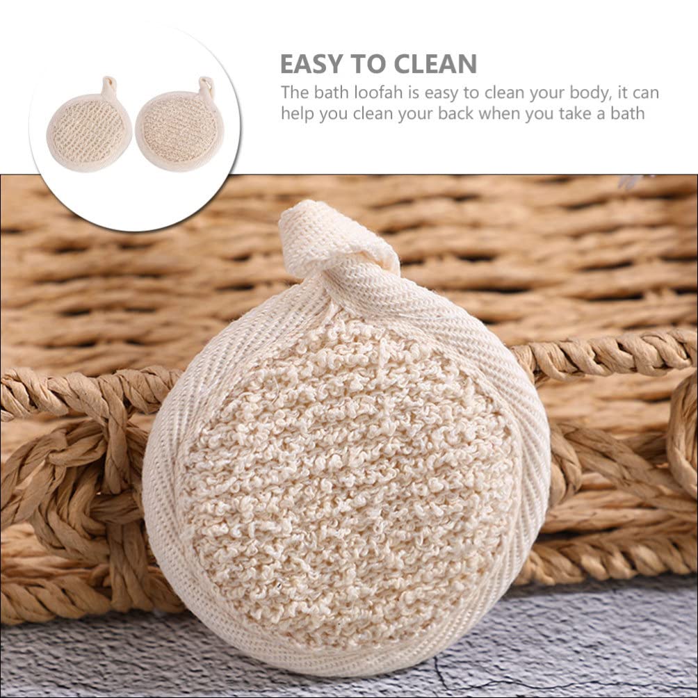 Wash Face Scrubber 2pcs Exfoliating Loofah Sponge Pads Round Bath Shower Loofah Sponge Pad Body Cleaning Scrubber Bath Ball Scrub Beauty and Personal Care Healvian
