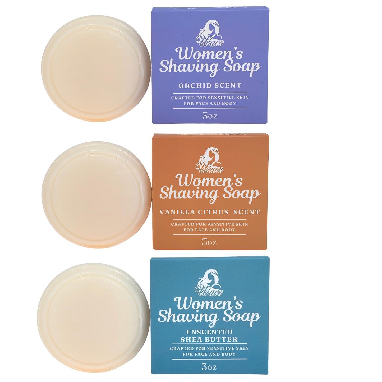 G.B.S Women’s Shaving Soap 3 Pack - Shea Butter Infused Fragrance-Free, Orchid, and Vanilla Citrus - Moisturizing Bar for Sensitive Skin Beauty and Personal Care G.B.S