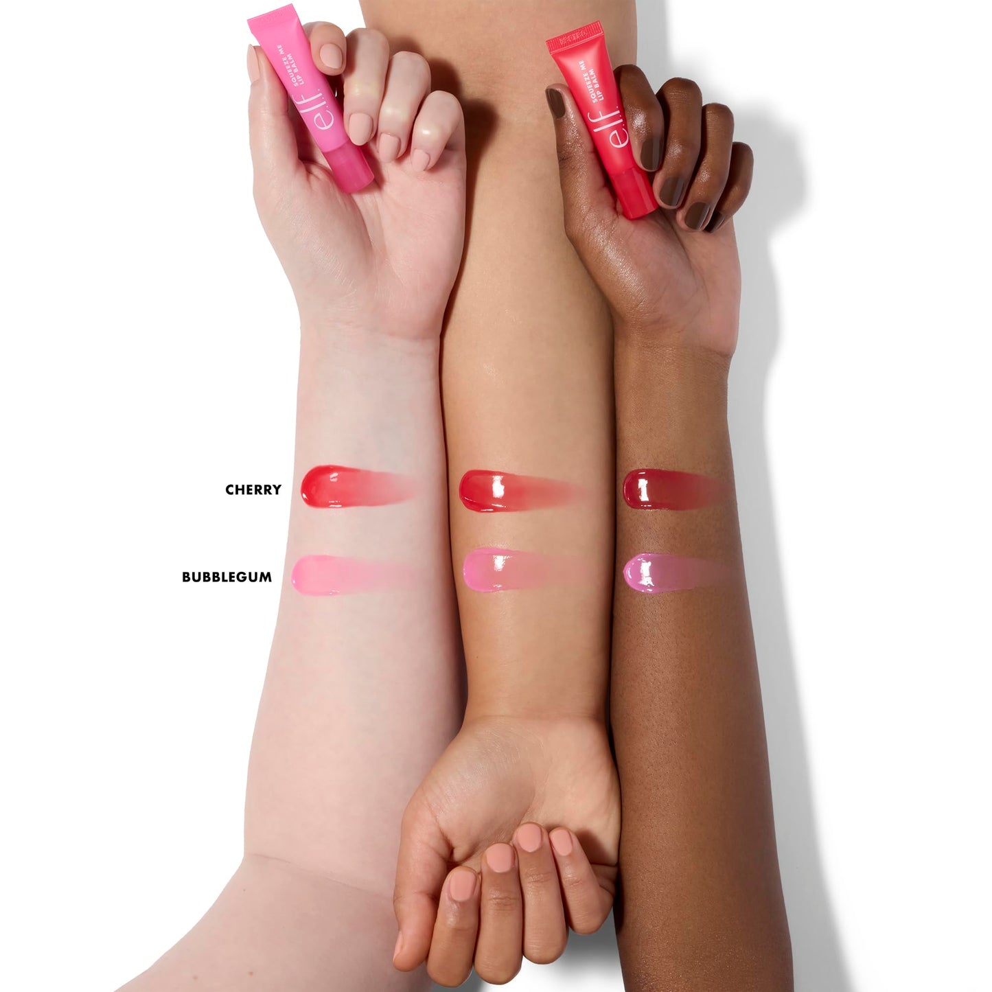 e.l.f. Squeeze Me More Lip Balm Duo, Moisturizing Balm For A Sheer Tint Of Color, Made With Hyaluronic Acid, Vegan , Cherry & Bubblegum Beauty & Personal Care e.l.f.