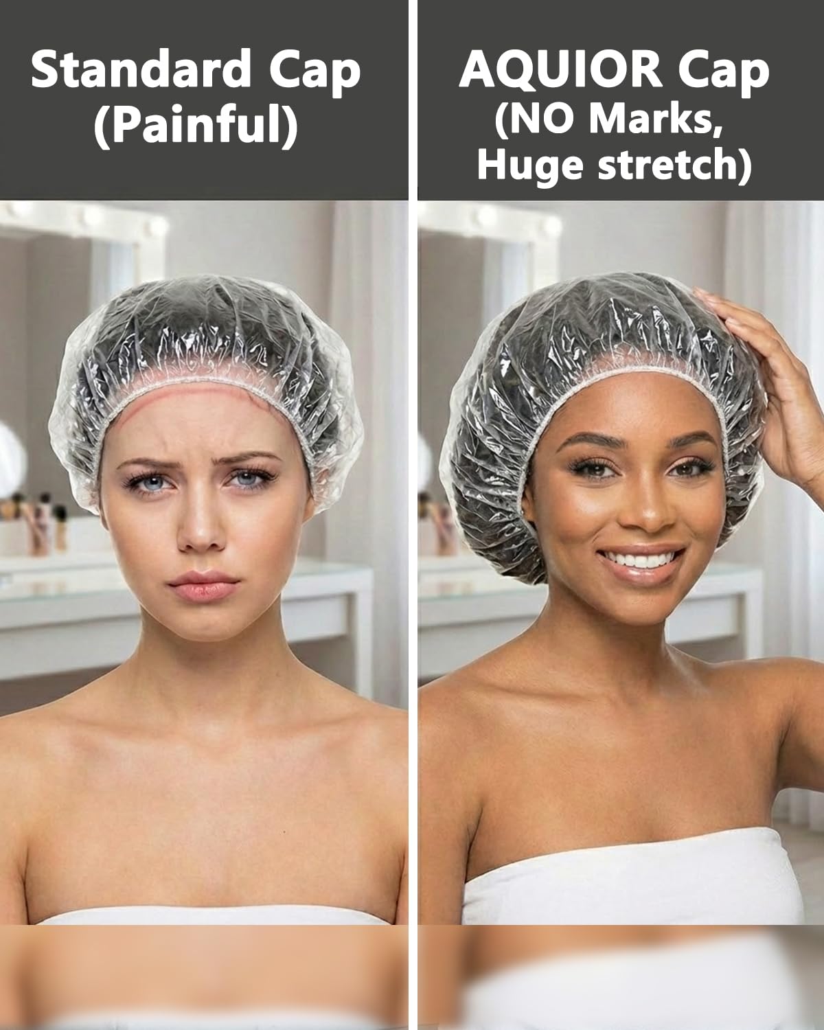 Aquior Shower Cap Disposable,100 PCS Bath Caps Large Thick Clear Waterproof Plastic Elastic Hair Bath Caps for Women Deep Conditioning Hair Care Hotel Beauty & Personal Care Aquior