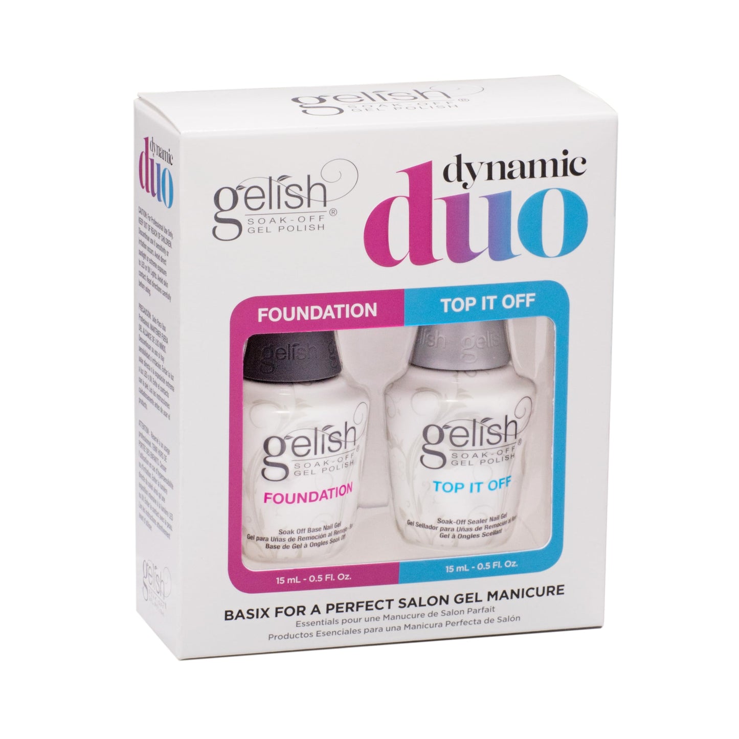 Gelish Dynamic Duo - Foundation Base & Top It Off Sealer Gel Set, Long-lasting, High-Shine Finish for Gel Manicures, Cures Fast in LED/UV Light, No Beauty & Personal Care Gelish