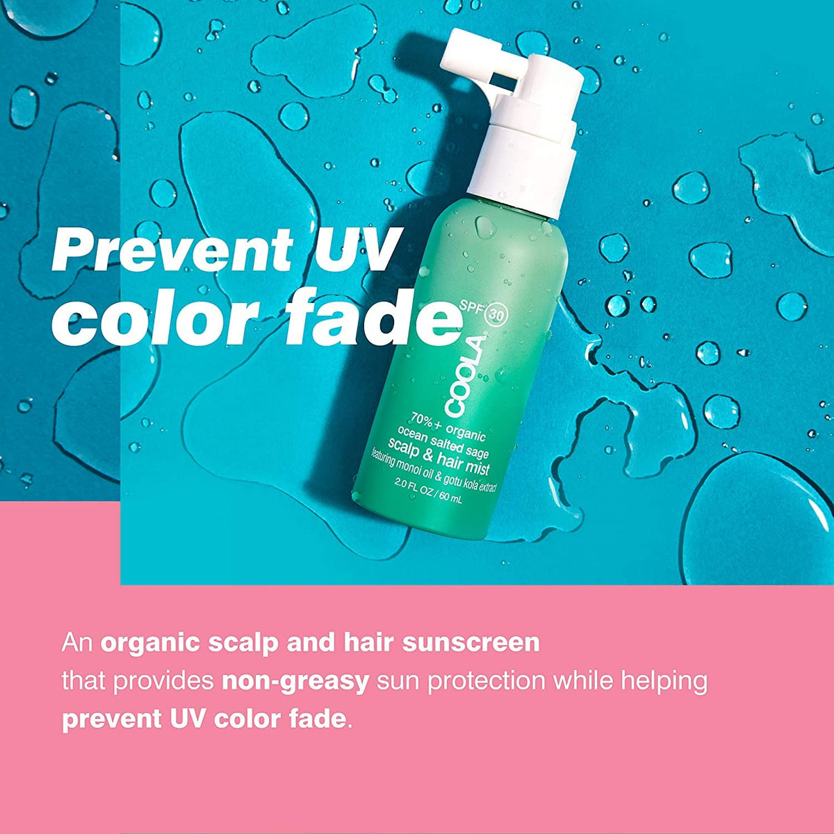 COOLA Organic Scalp Spray & Hair Sunscreen Mist with SPF 30, Dermatologist Tested Hair Care for Daily Protection, Vegan and Gluten Free, Ocean Salted Beauty & Personal Care COOLA