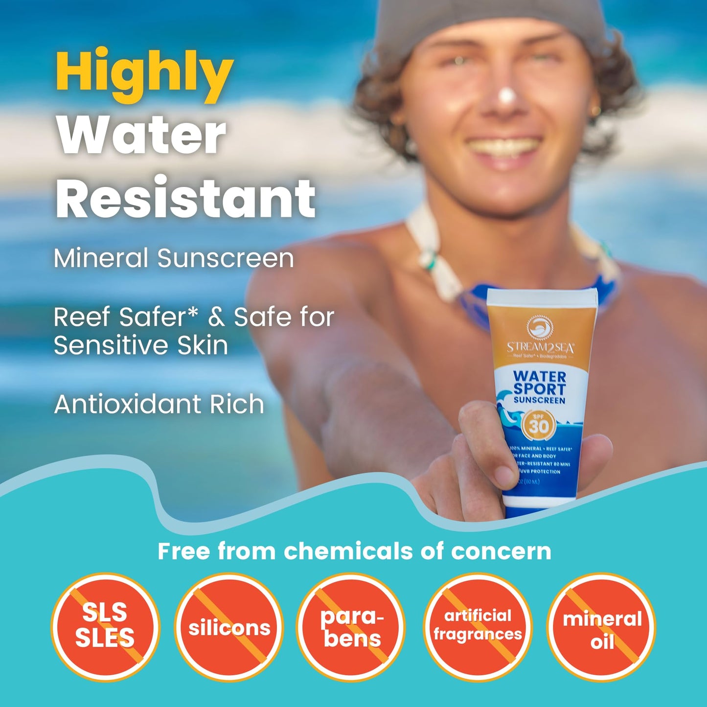 STREAM 2 SEA Tinted Sunscreen with SPF 30 All Natural, Biodegradable and Reef Safe, 3 Fl oz Non Greasy and Moisturizing Mineral Sunscreen For Face Beauty & Personal Care STREAM 2 SEA