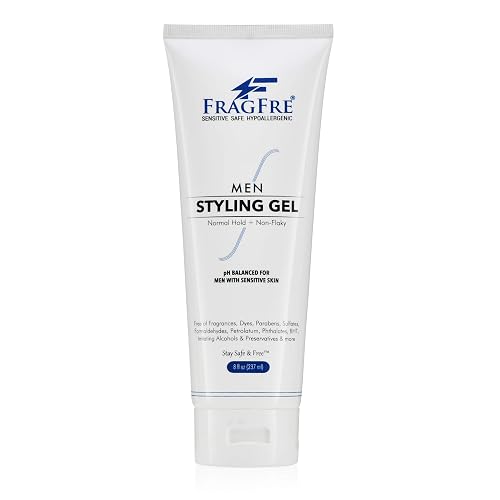 FRAGFRE Men Hair Styling Gel Fragrance Free 8 oz - pH Balanced for Men with Sensitive Skins - Not Too Firm or Too Light - Just Normal Hold for Normal Beauty & Personal Care FRAGFRE