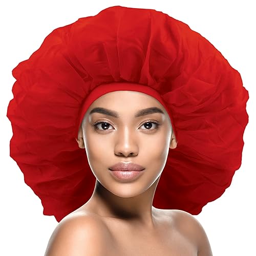 DONNA Argan & Black Castor Treatment Caps Day & Night Cap Sleep Cap Hair Sleep Shower Cap Bonnet satin Bonnet for Sleeping Hat Super Jumbo Red Beauty & Personal Care DONNA
