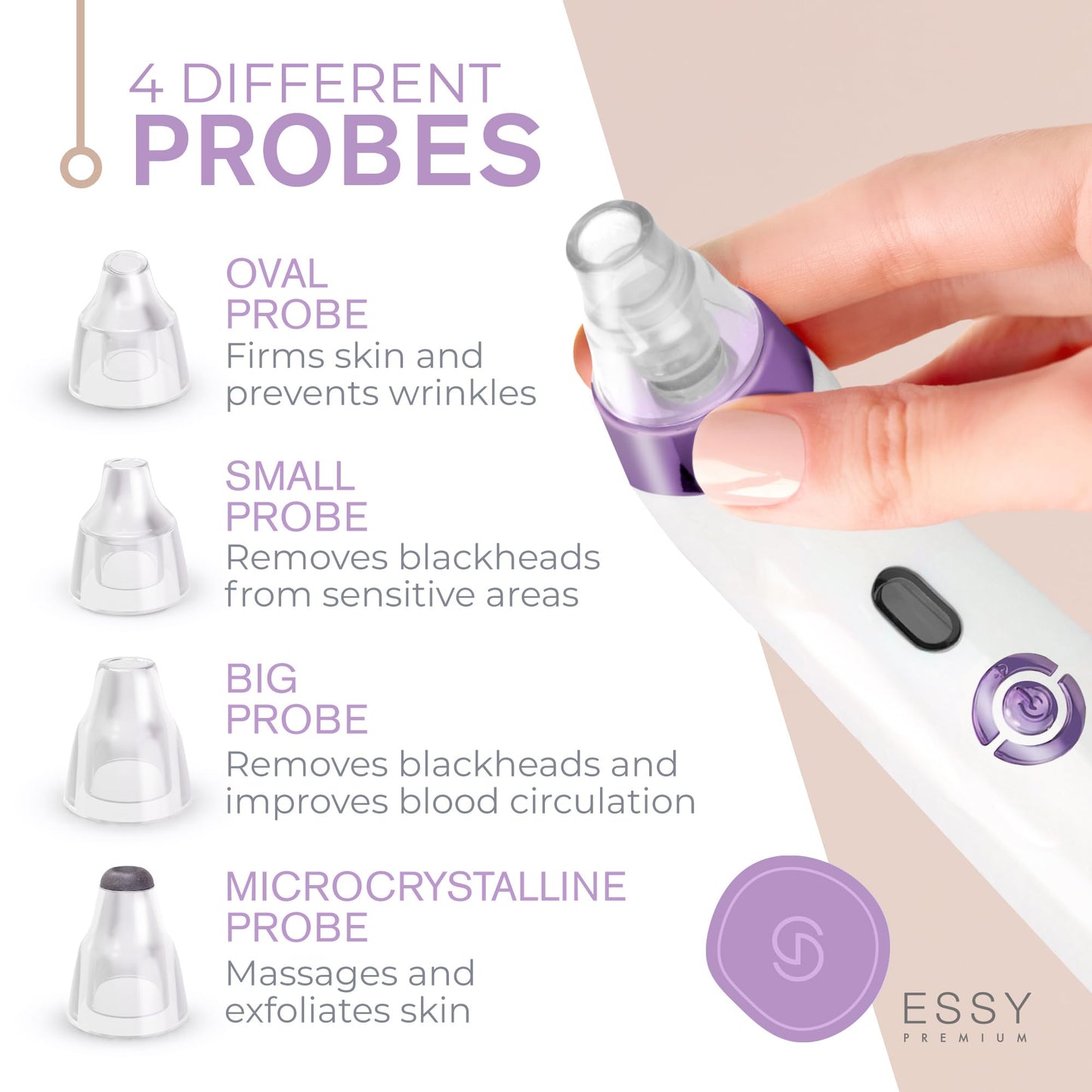 Essy Blackhead Remover Facial Cleanser Machine for Pimple Suction (Purple) Beauty and Personal Care Essy