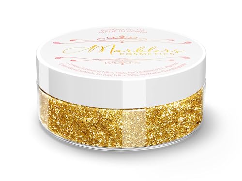 MARBLERS Chunky Natural Mica Powder [Giant Gold] 0.11oz (3g) | Highly Pigmented | Non-Toxic, Vegan, Cruelty-Free | Eyeshadow, Body Butter, Nail Beauty & Personal Care MARBLERS