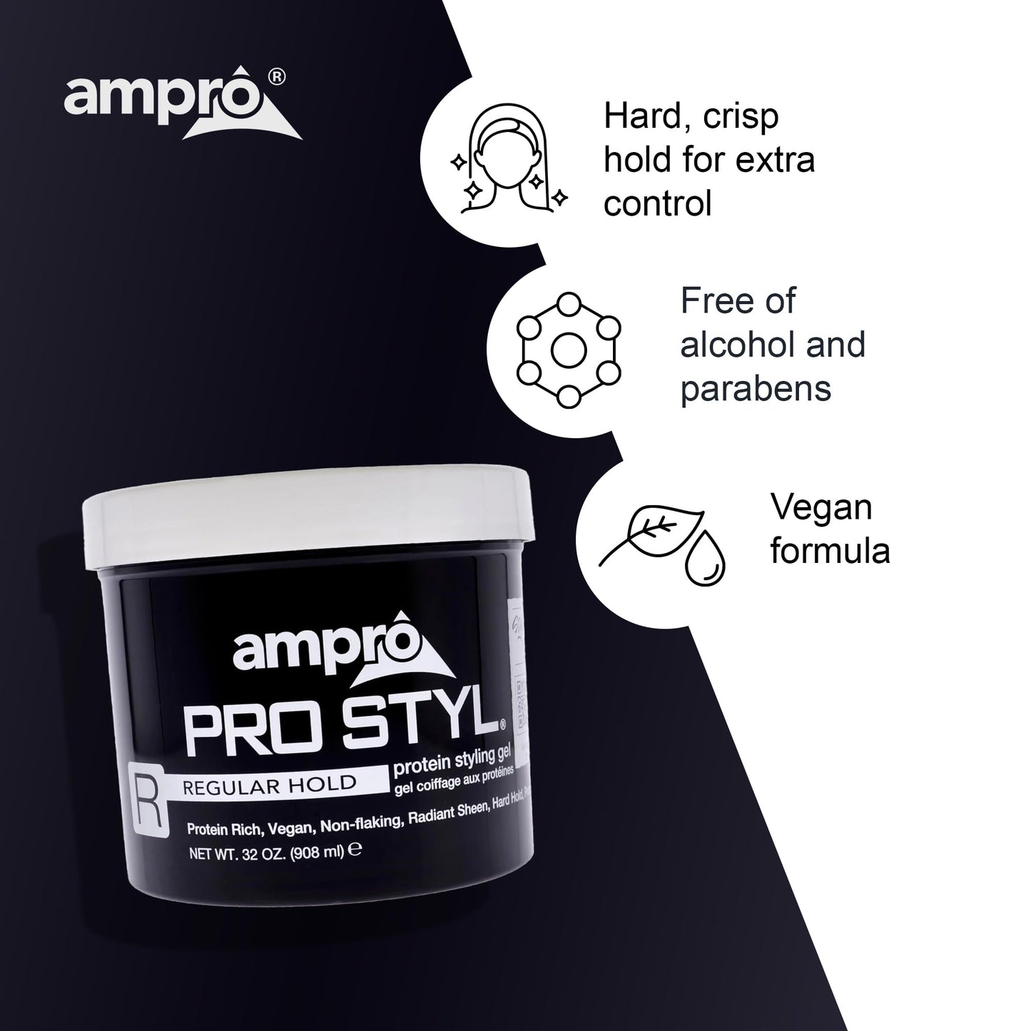 AmPro Pro Styl Styling Gel - Protects and Strengthens Your Strands - Non-Flaking, Alcohol Free, Vegan Formula - Flexible, Touchable Hold for All Hair Beauty & Personal Care AmPro