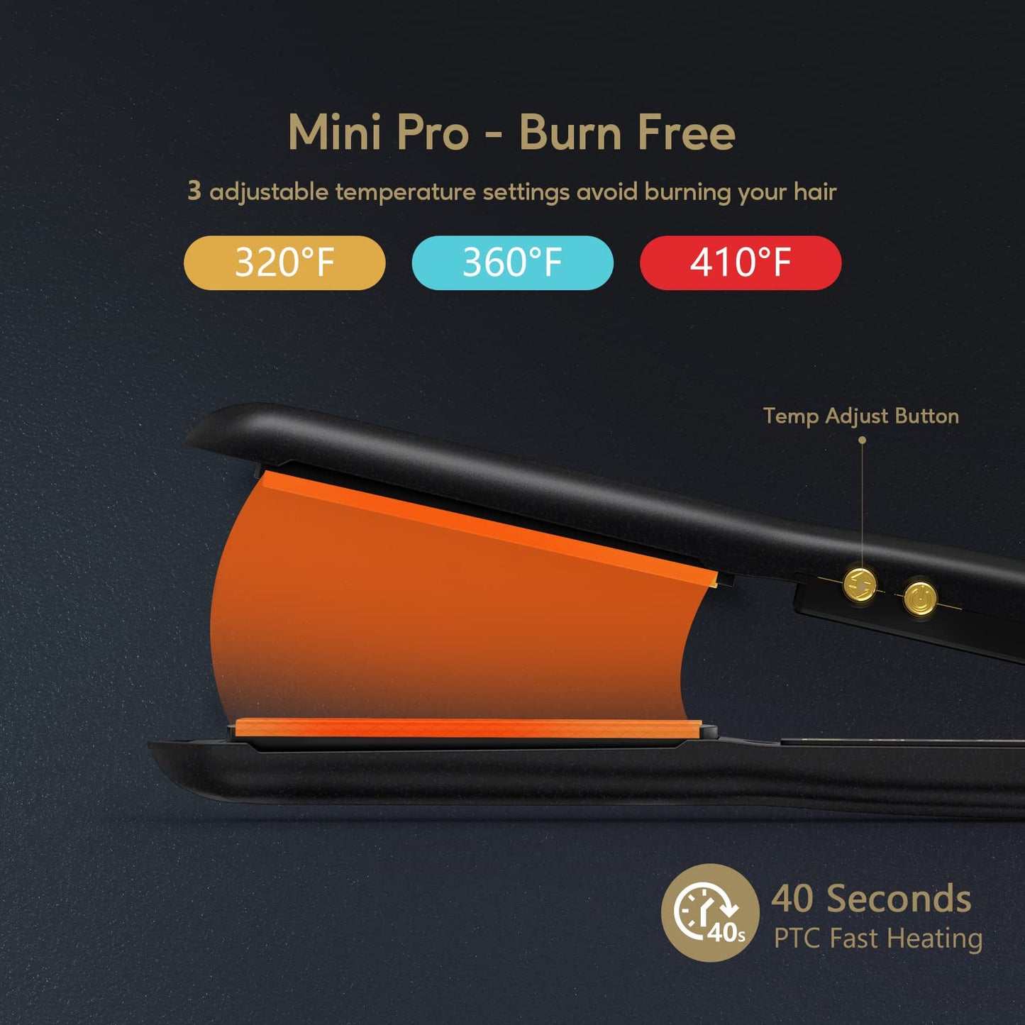 Terviiix Mini Flat Iron for Short Hair Temperature Adjustable, 1/2 Inch Mini Small Portable Ceramic Travel Hair Straightener for Men, Black Beauty & Personal Care Terviiix