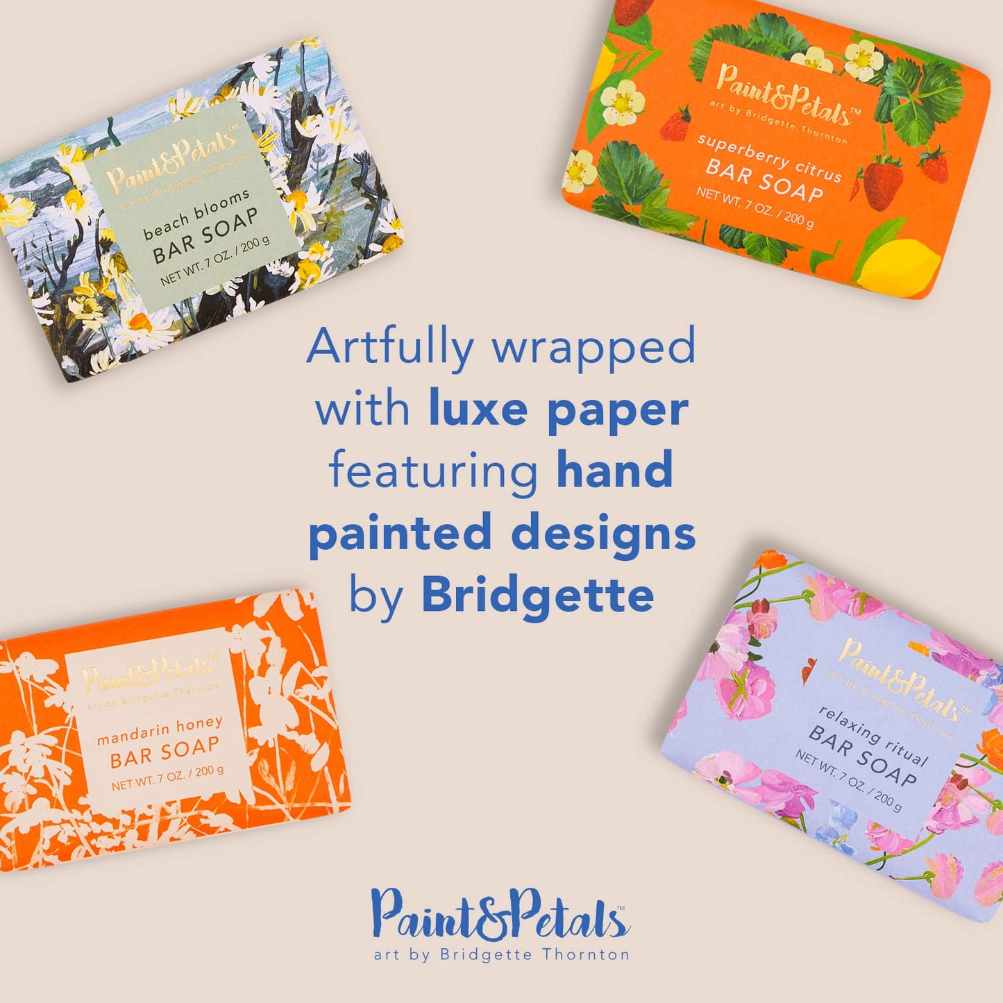 PAINT & PETALS Scented Bar Soap Set with 6 Different Scents and 2 Gift Bags, 7 Ounces Each Beauty & Personal Care PAINT & PETALS