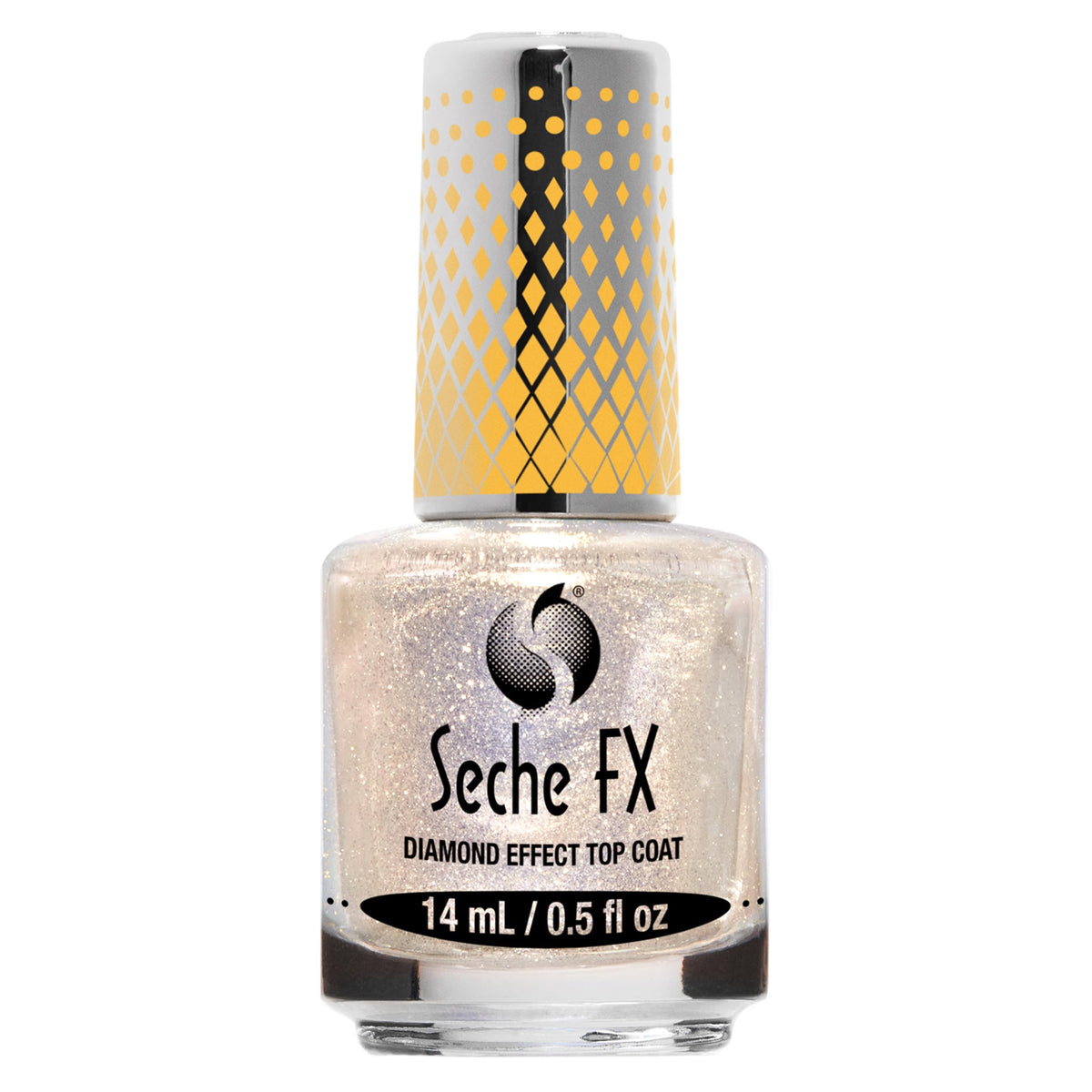 Seche FX Diamond Effect Dry Fast Top Coat Nail Polish - Gold Glitter Finish with Instant Gel-Like Gloss, Fast-Drying Long-Lasting Chip-Resistant