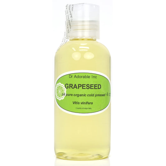 Dr Adorable - 4 oz - Grapeseed Oil - 100% Pure Natural Organic Cold Pressed Beauty & Personal Care Dr Adorable