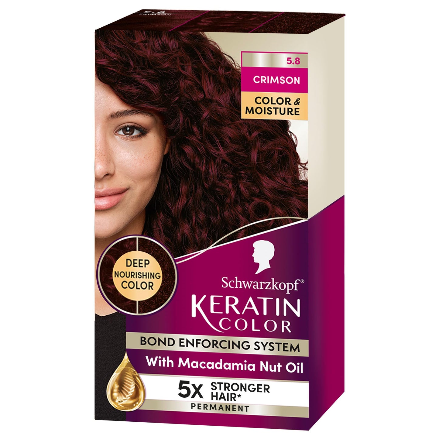 Schwarzkopf Keratin Color Permanent Hair Dye Cream, 5.8 Crimson, 1 Application - Professionally Inspired Hair Color Enriched with Keratin Beauty & Personal Care Schwarzkopf