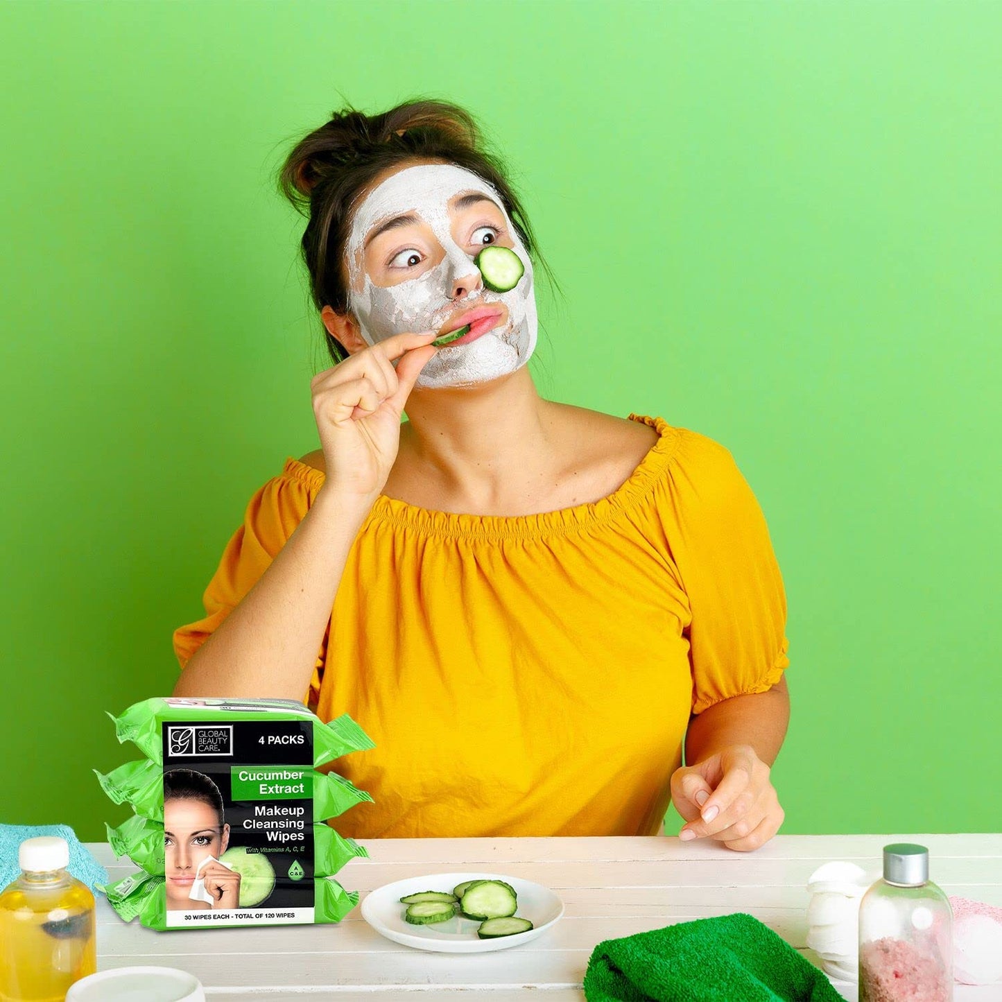 Global Beauty Care Makeup Cleansing Wipes 120 Count (4-Pack) (ASSORTED - 2PK x VITAMIN C | CUCUMBER) Beauty & Personal Care Global Beauty Care