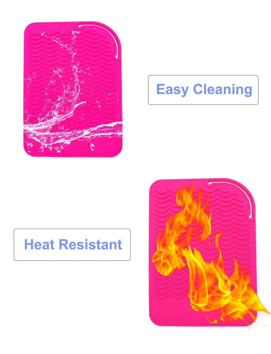 Heat Resistant Mat for Curling Iron, Flat Irons and Hair Straightener Hair Styling Tools 9" x 6.5", Food Grade Silicone, Pink Beauty & Personal Care AFT90
