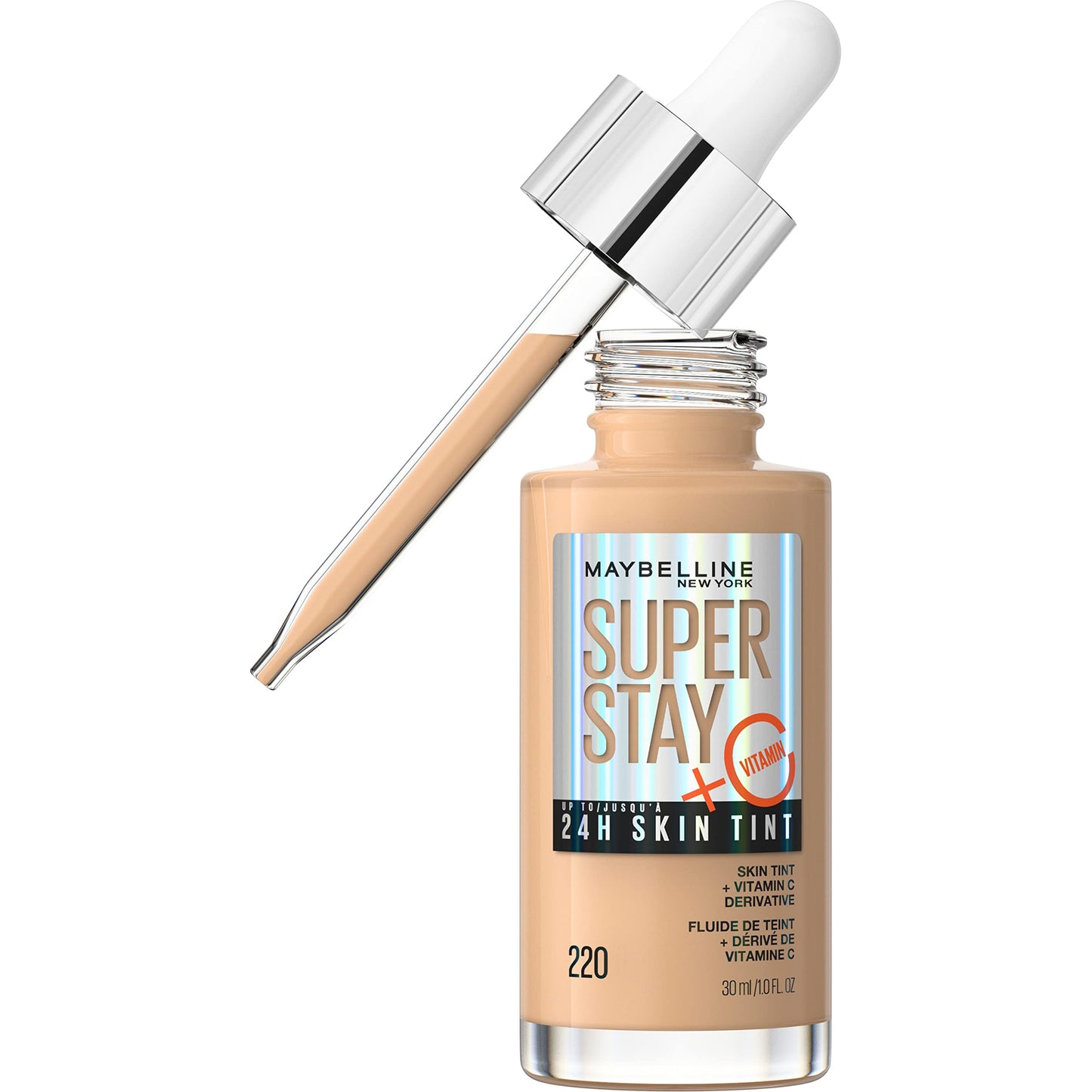 Maybelline Super Stay Up to 24HR Skin Tint, Radiant Light-to-Medium Coverage Foundation, Makeup Infused With Vitamin C, 220, 1 Count Beauty & Personal Care MAYBELLINE