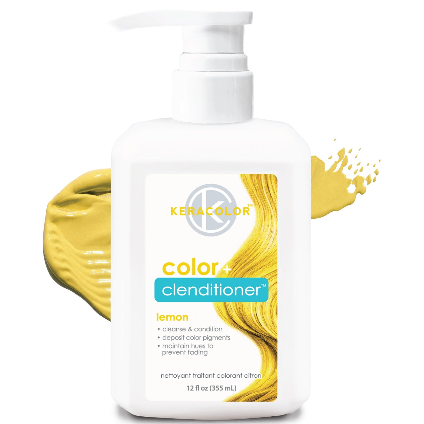 Keracolor Color + Clenditioner 3-in-1 Color-Depositing Conditioner, Gently Cleanses & Conditions, Semi-Permanent Lemon Hair Color, 12 Fl Oz Beauty & Personal Care KERACOLOR