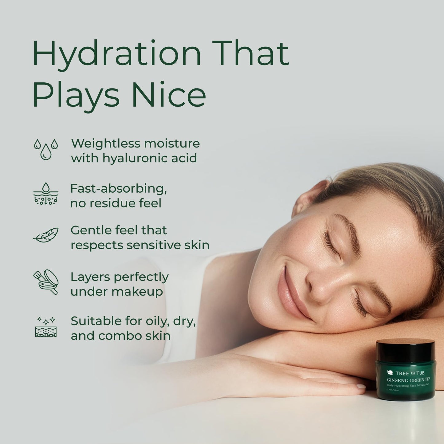Tree to Tub Hydrating Face Moisturizer for Dry & Sensitive Skin - Water Based Hyaluronic Acid Facial Moisturizer, Moisturizing Face Cream for Women Beauty & Personal Care Tree to Tub