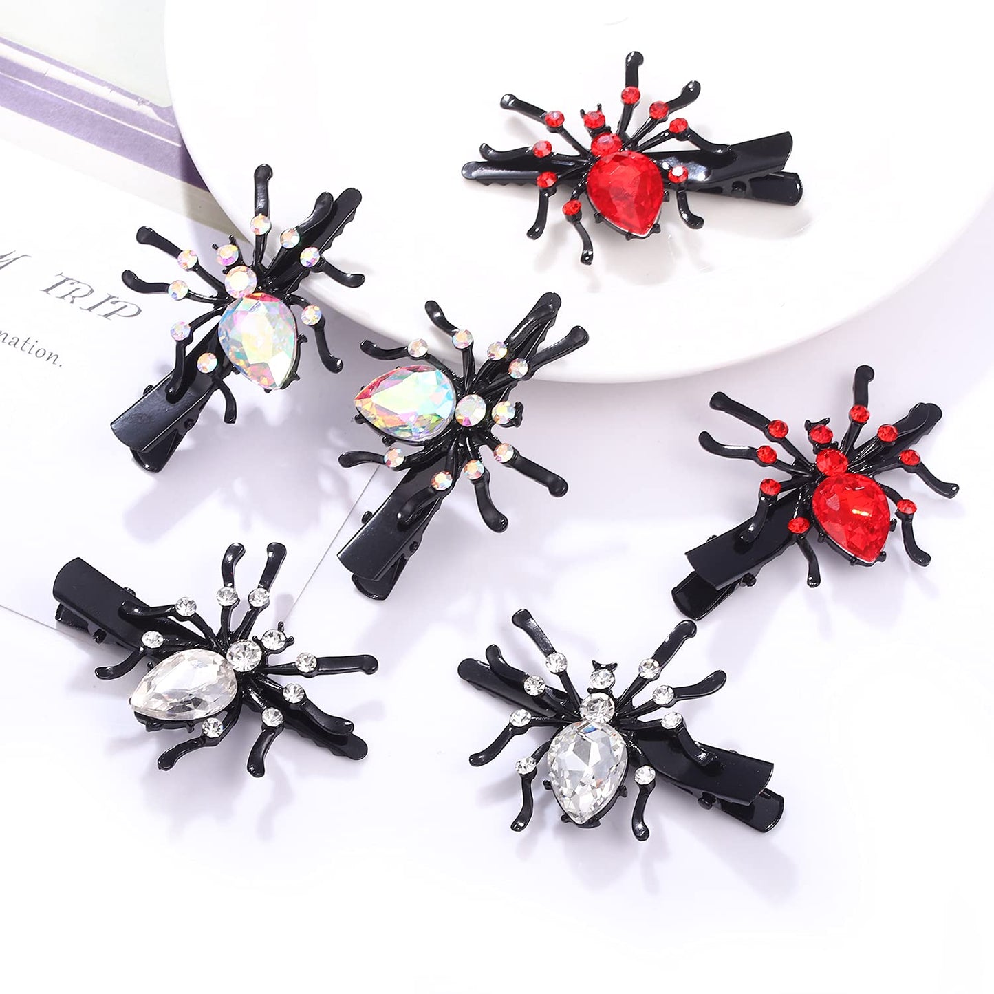 Halloween Spider Hair Clips Sparkle Crystal Spider Hairpins Rhinestone Long Alligator Clips for Women Girls Halloween Party Hair Accessory Beauty & Personal Care HEIDKRUEGER