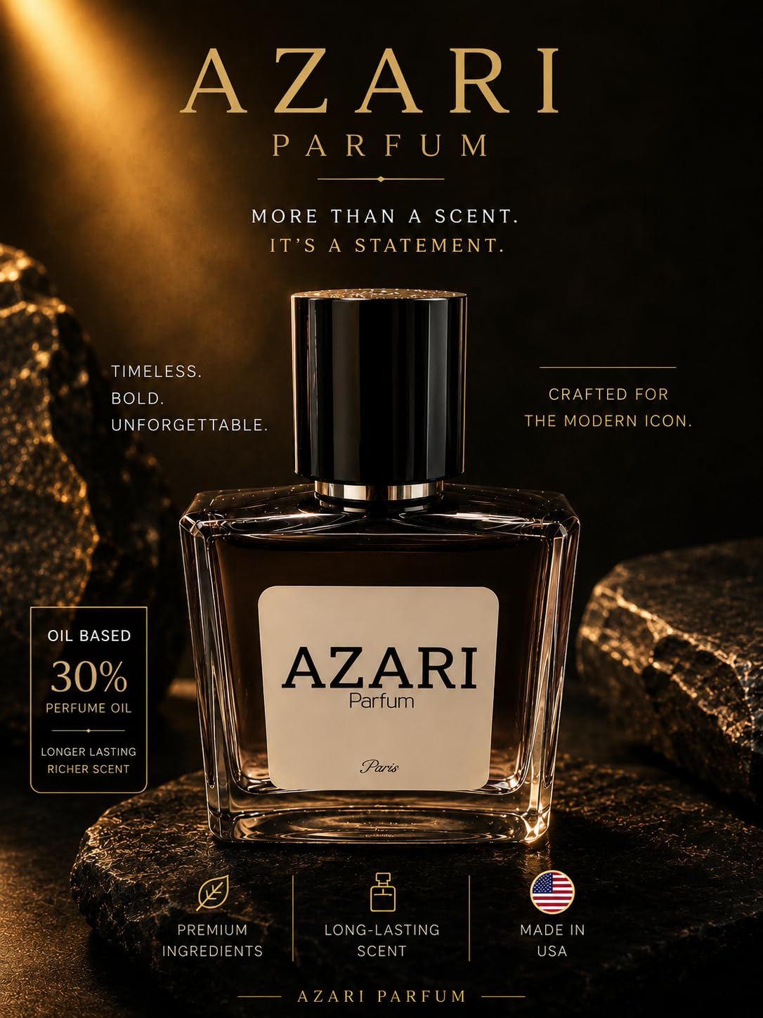 Inspired by Imagination Perfume for Men, Extrait de Parfum, Long Lasting Citrus Ginger Fragrance, Fresh Spicy Scent, Travel Size Luxury Men's Beauty & Personal Care Azari Parfum
