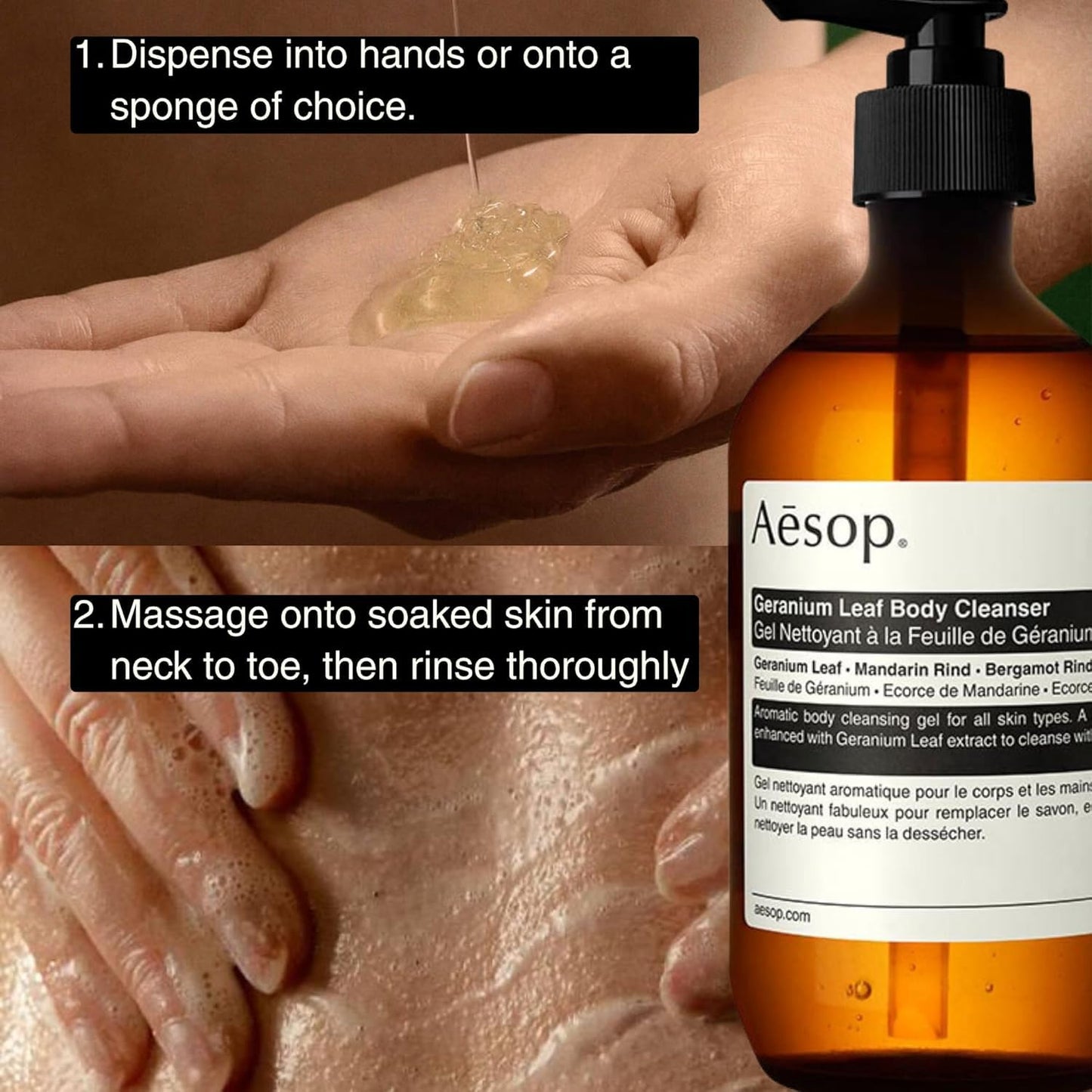 Aesop Geranium Leaf Body Cleanser Refill | Gentle Shower Gel with Geranium, Mandarin and Bergamot Essential Oil Blend to Refresh & Balance Skin | 500 Beauty & Personal Care Aesop