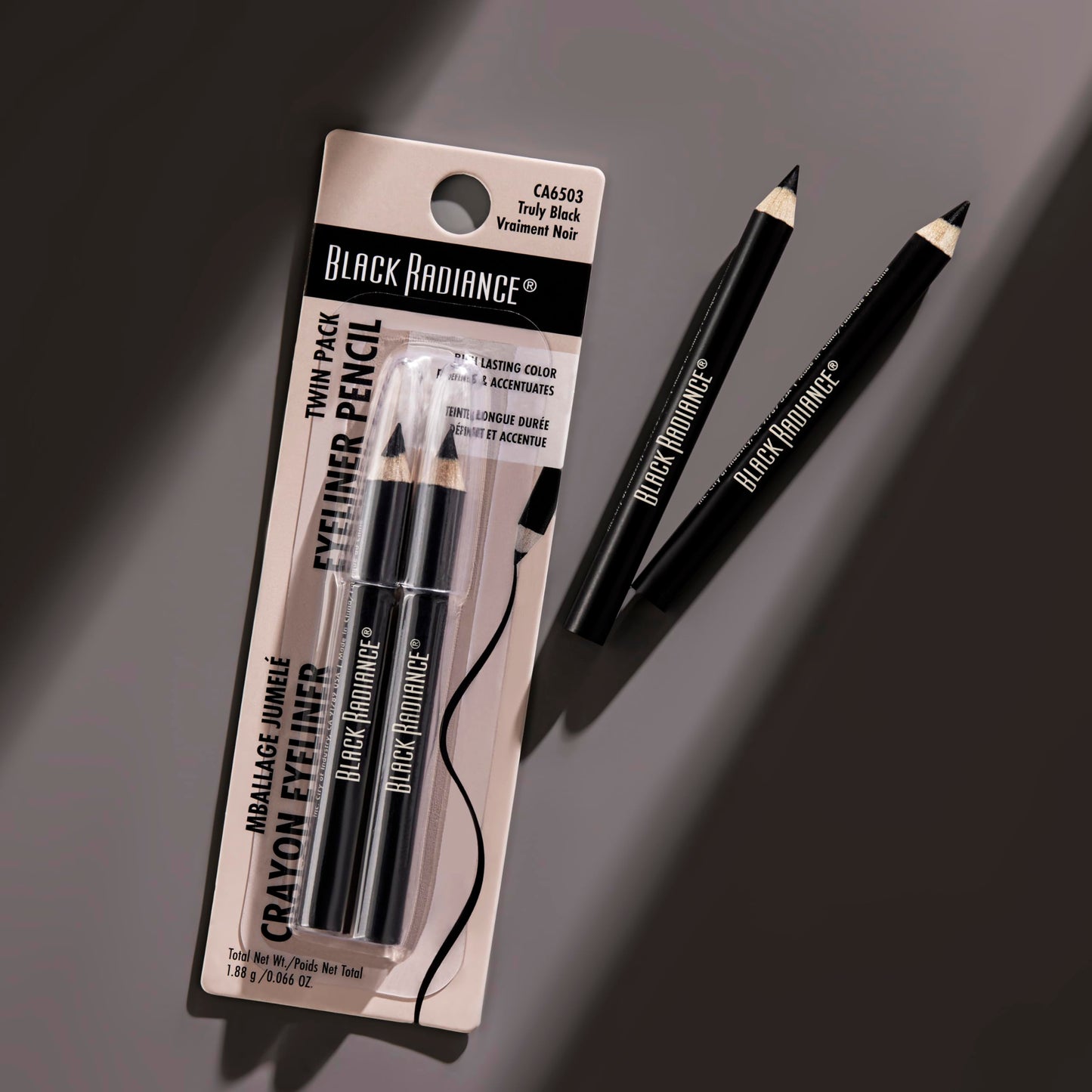 Black Radiance Twin Pack Eyeliner Pencil, Creamy Dual-Purpose Formula for Eyes & Brows, Intense Black Pigments, Long-Lasting Definition - Truly Black Beauty & Personal Care Black Radiance