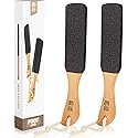 Pumice Stone Foot File (2-Pack), Wooden Handle Foot Scrubber & Callus Remover for Dry, Rough Skin and Corns Pedicure Beauty & Personal Care AM 8:00