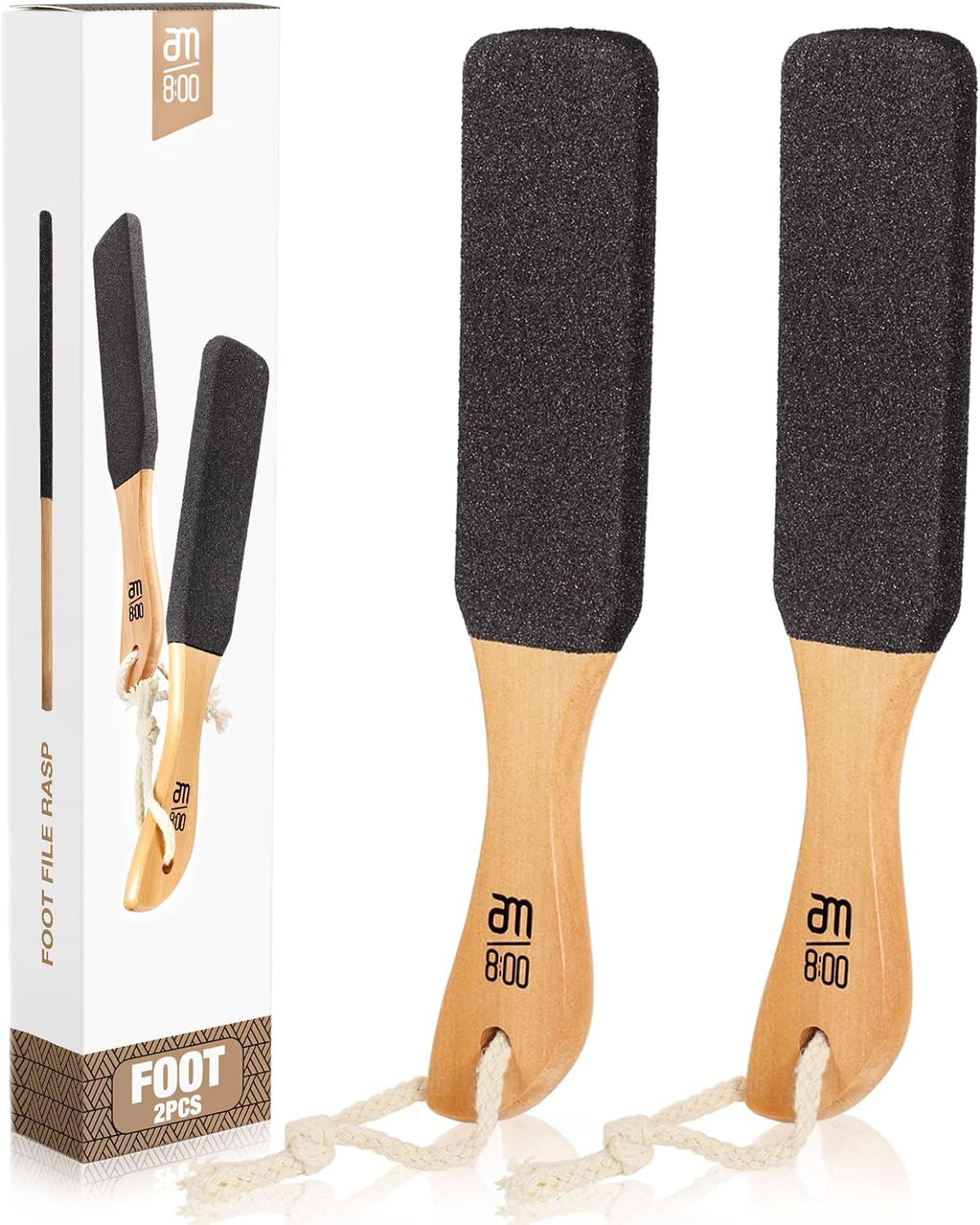 Pumice Stone Foot File (2-Pack), Wooden Handle Foot Scrubber & Callus Remover for Dry, Rough Skin and Corns Pedicure Beauty & Personal Care AM 8:00