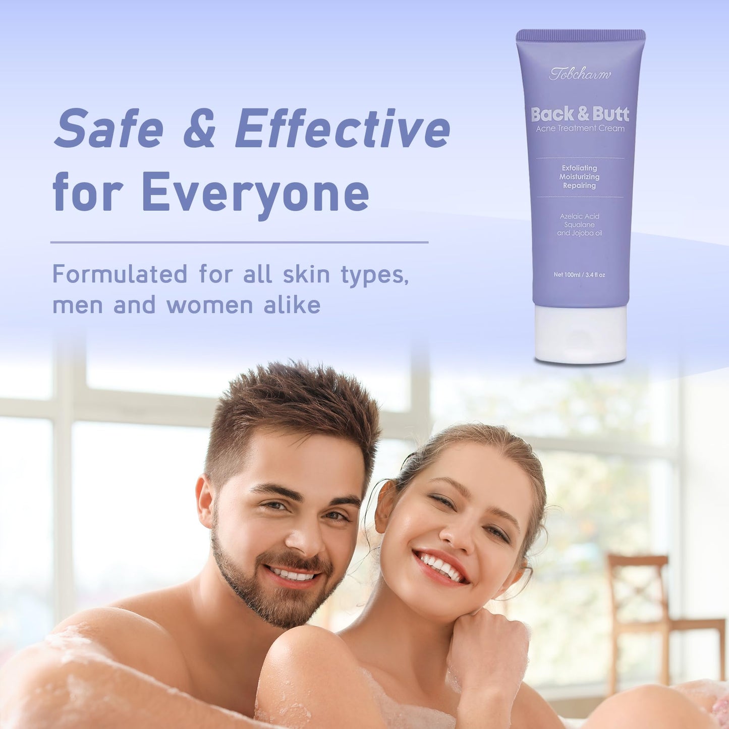 Butt Acne Clearing Treatment, Maximum Strength Body Cream for Back, Buttocks, Thigh & Chest Acne Removal, Skin Clearing Lotion for Men & Women Beauty & Personal Care Tobcharm