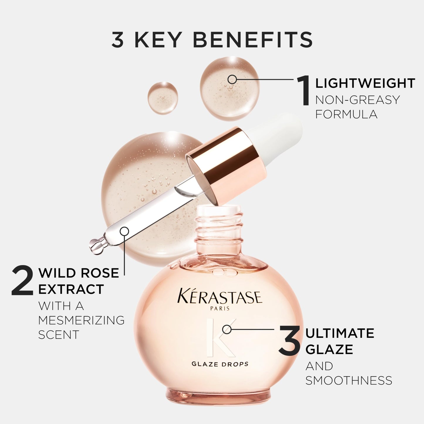 Kerastase Gloss Absolu Glaze Drops Anti-Frizz Hair Oil - Adds gloss and shine, nourishes and hydrates hair, with Hyaluronic Acid and Glycolic Acid Beauty and Personal Care KÉRASTASE