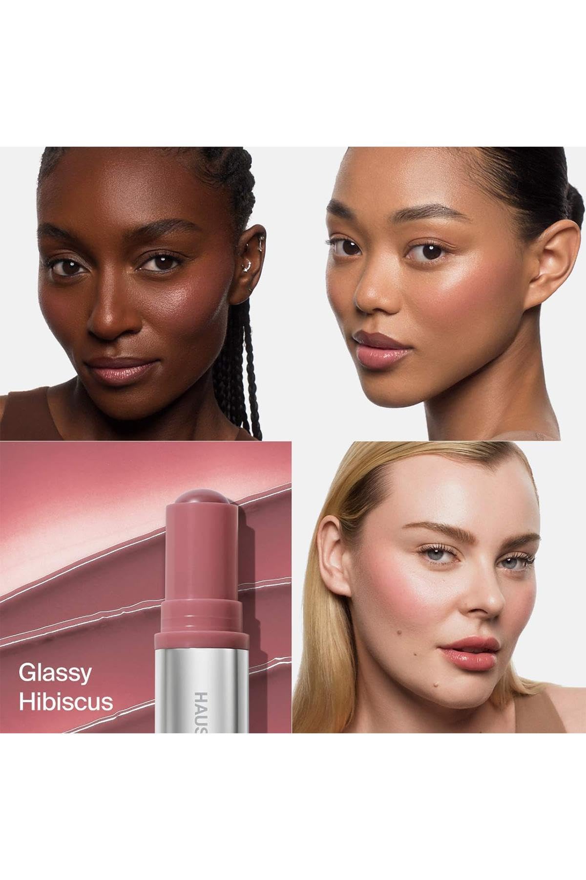 Haus Labs Color Fuse Longwear Hydrating Glassy Lip + Cheek Blush Balm Stick - Glassy Hibiscus