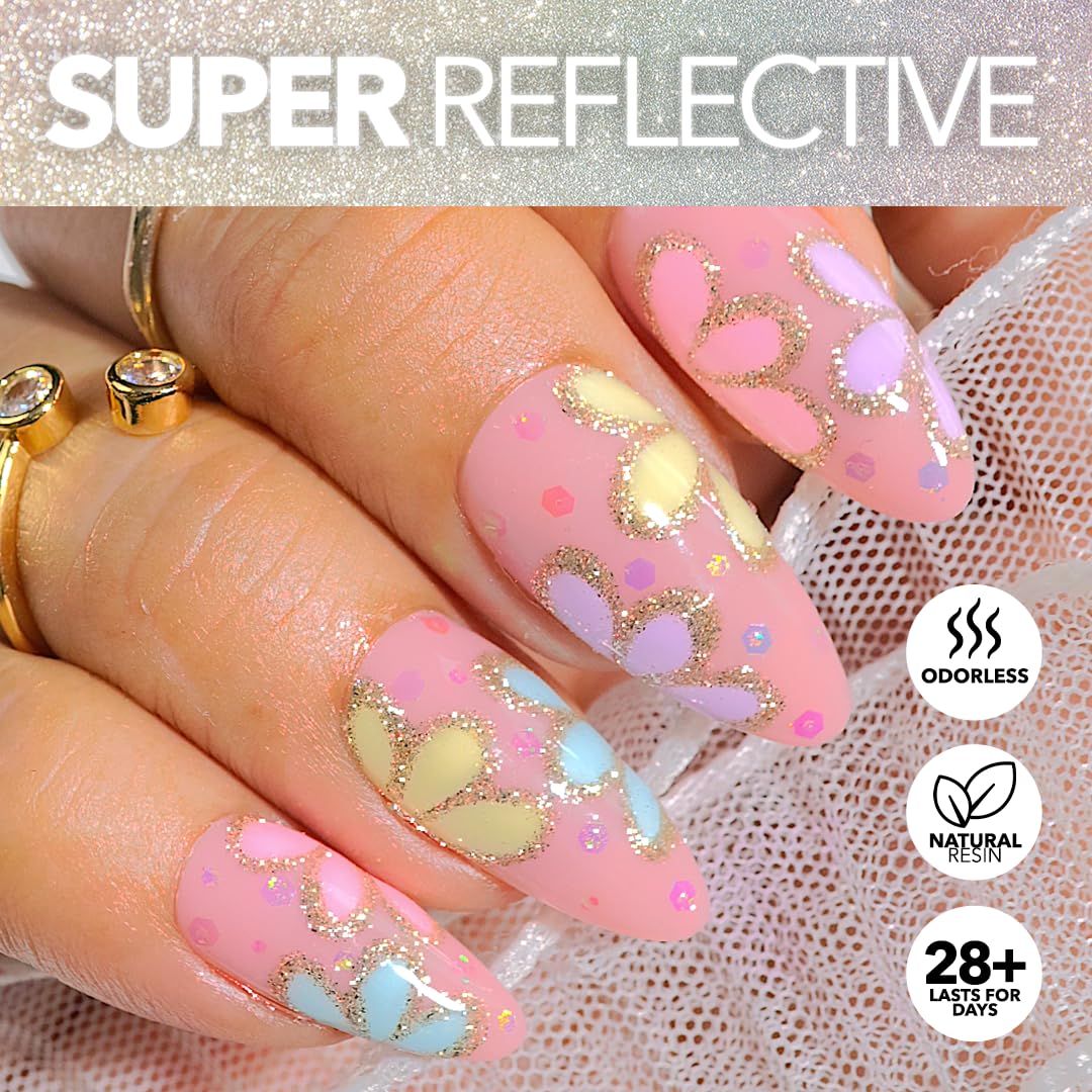 KIARA SKY Gel Polish DiamondFX Reflective Glitter Soak Off with Sparkle Diamond dust effect 0.5 fl oz, Moondust (silver metallic) Beauty & Personal Care KIARA SKY