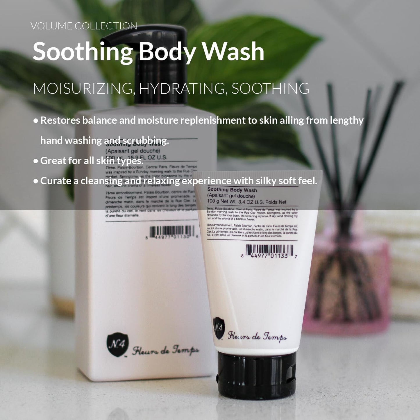 Number 4 Fleurs de Temps Soothing Body Wash. Moisturizing Body Wash with Vitamin E and Oat Extract, 3.4 oz Beauty & Personal Care Number 4