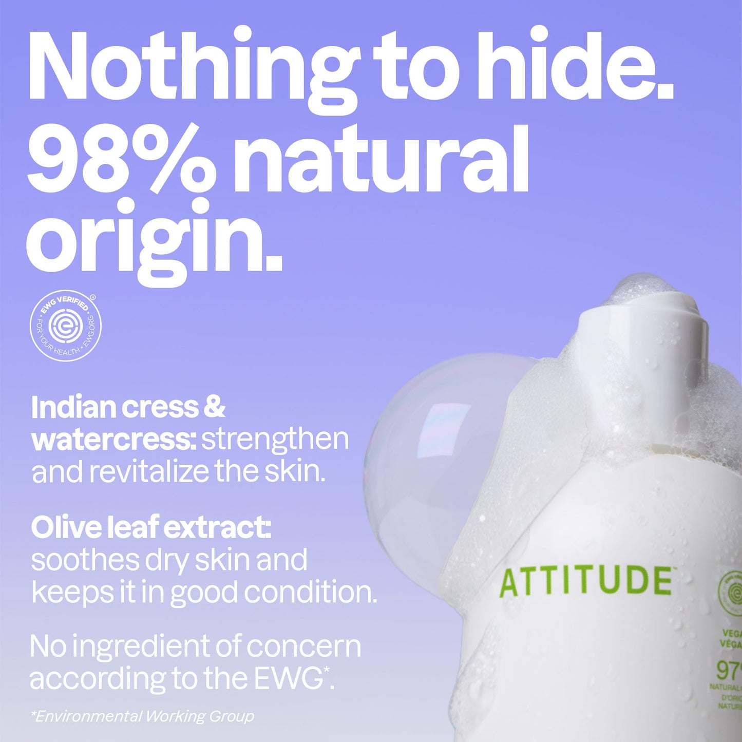 Attitude Bubble Bath, EWG Verified, Plant and Mineral-Based, Dermatologically Tested, Vegan Body Care Products, Pear & Amber Scent, 16 Fl Oz Beauty and Personal Care BIO SPECTRA ATTITUDE