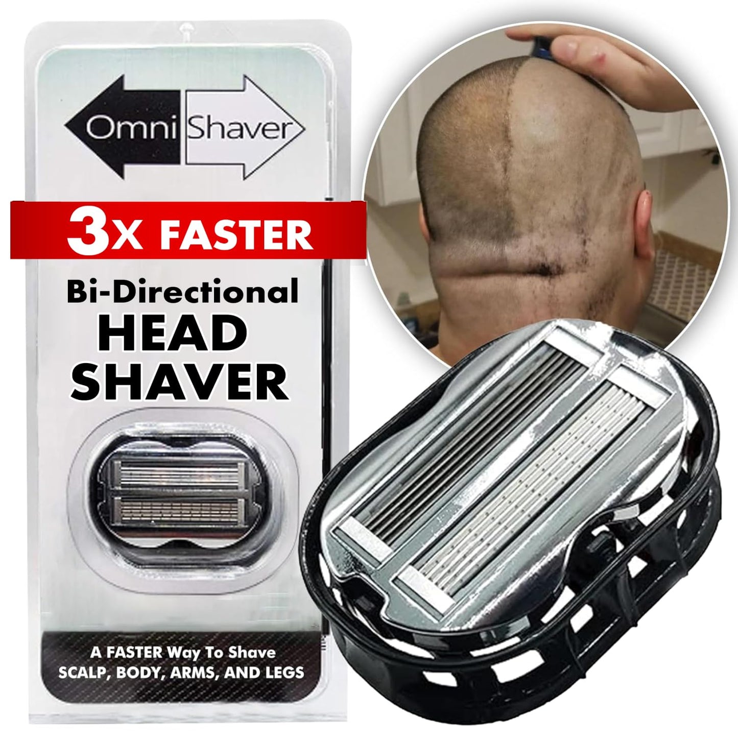 Premium Omnishaver Bi-Directional Shavers for Men & Women - 3x Faster Than Disposable Razors - Smooth, and Safe - Self-Cleaning, Self-Sharpening Razor Beauty and Personal Care OmniShaver